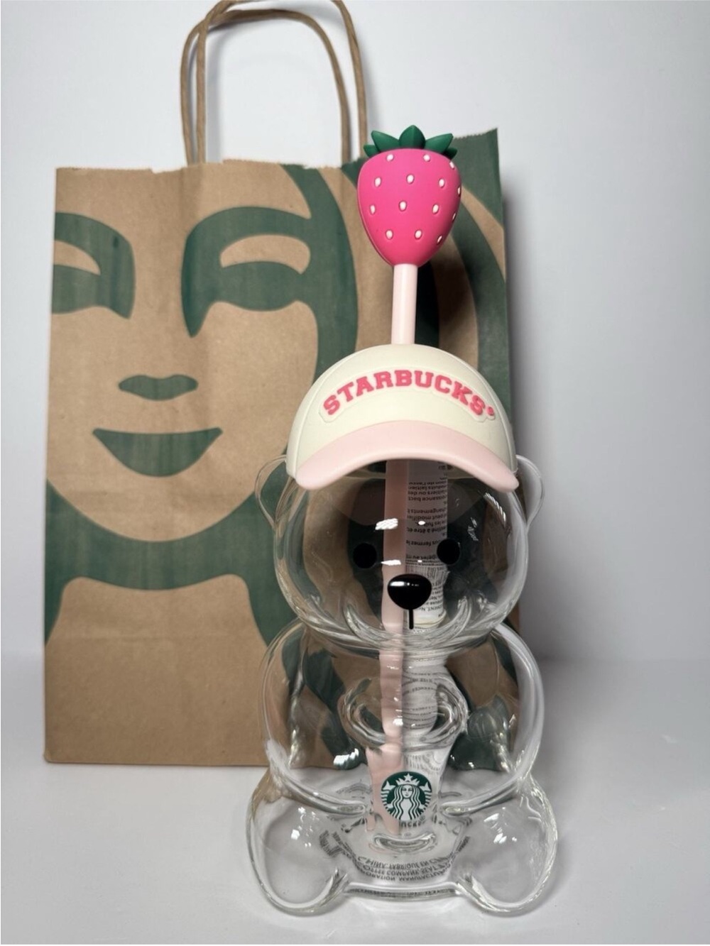 Starbucks 20oz Bearista 2026 Summer limited edition pink vibes bear glass cup